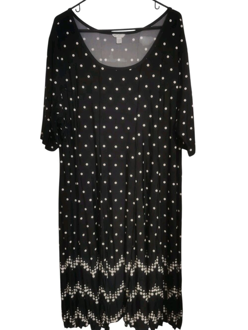 Black And White Polka Dotted Dress Plus Size 22w 24w 3x Women's Stretchy Evening